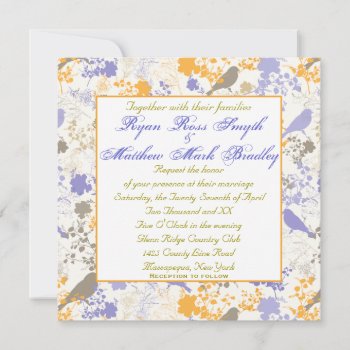 Yellow & Purple Floral Gay Wedding Invitations by LaBebbaDesigns at Zazzle