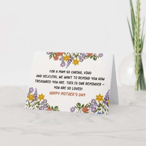 yellow purple floral Happy Mothers day Card