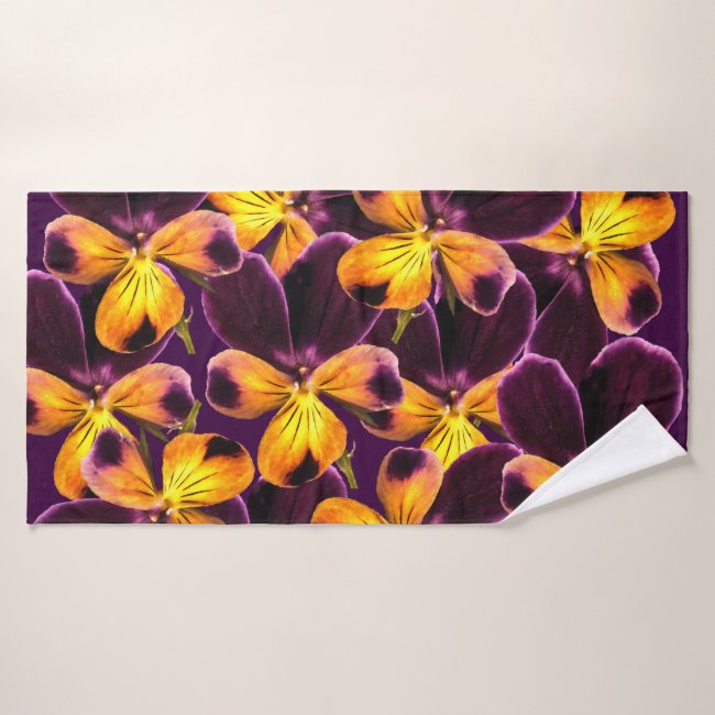 Yellow Purple Flower Abstract Pattern Bath Towels