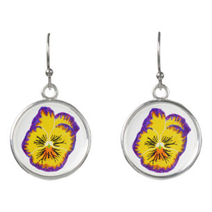 Yellow & Purple Flower Earrings