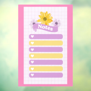 Yellow Purple Girly Floral Flower Blossom Hearts Window Cling