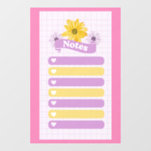 Yellow Purple Girly Floral Flower Blossom Hearts