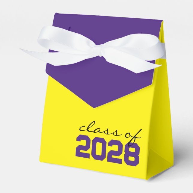 Yellow & Purple Graduation Favor Boxes (Front Side)