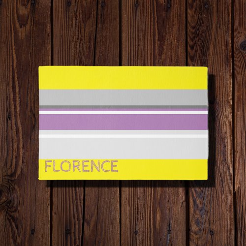 Yellow purple gray stripes  _ personalized rug