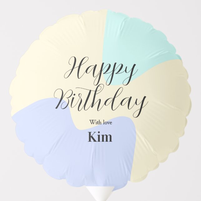 Yellow purple green happy birthday abstract pastel balloon (Front)