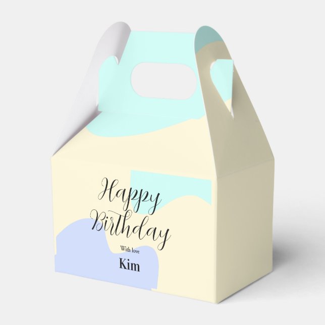 Yellow purple green happy birthday abstract pastel favor boxes (Front Side)