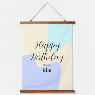 Yellow purple green happy birthday abstract pastel hanging tapestry