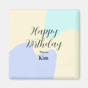 Yellow purple green happy birthday abstract pastel magnet