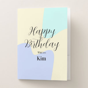 Yellow purple green happy birthday abstract pastel pocket folder