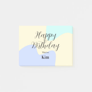Yellow purple green happy birthday abstract pastel post-it notes