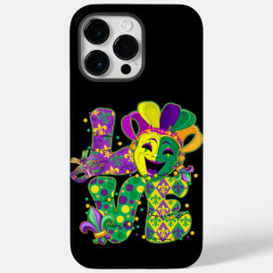 YELLOW PURPLE GREEN MARDI GRAS LOVE & MASK Case-Mate iPhone 14 PRO MAX CASE