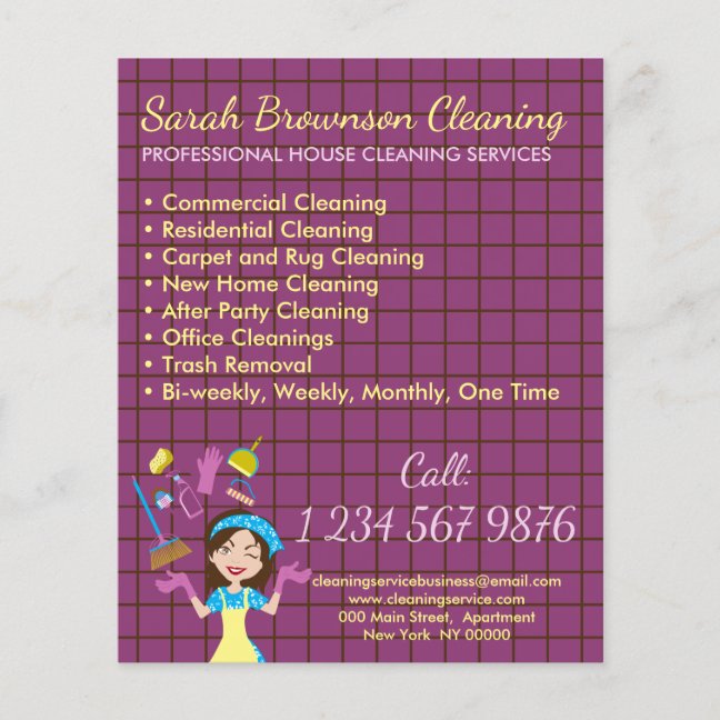 Yellow Purple House Cleaner Janitorial Glove Apron Flyer