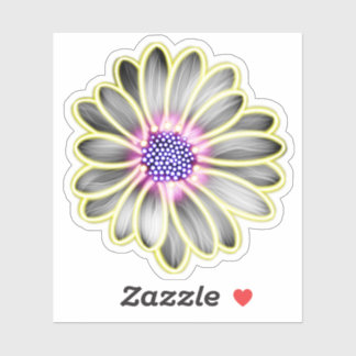 Yellow & Purple Light Effect Daisy Sticker