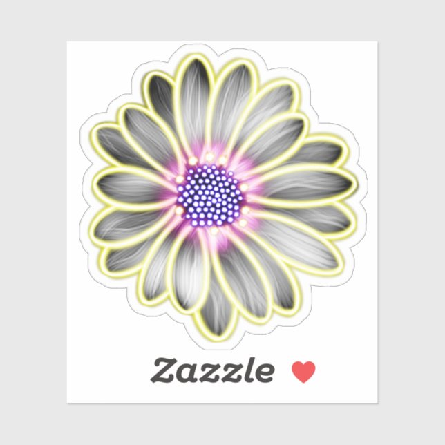 Yellow & Purple Light Effect Daisy Sticker (Sheet)