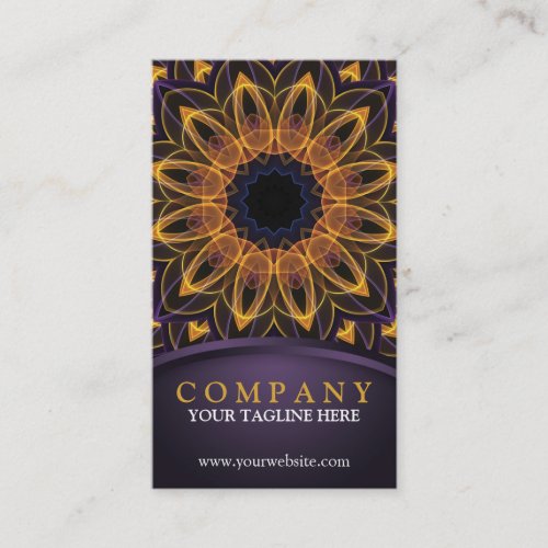 Yellow Purple Lotus Mandala Business Cards