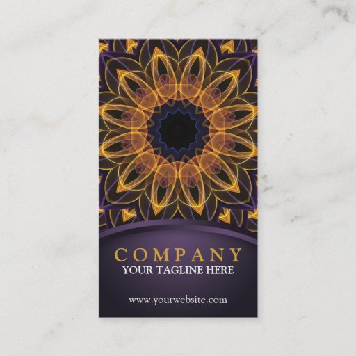 Customizable Yellow Purple Lotus Mandala Business Cards