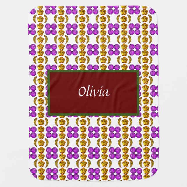 Yellow Purple Pattern Baby Blanket (Front)