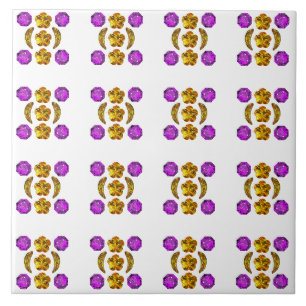 Yellow Purple Pattern Ceramic Tile