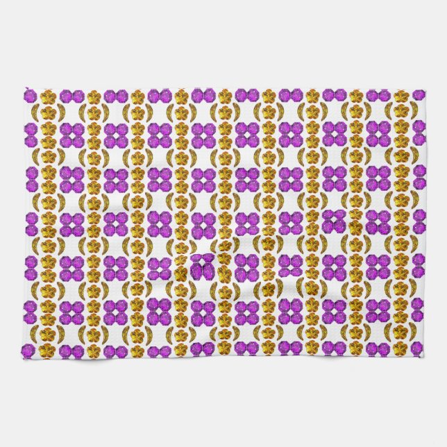 Yellow Purple Pattern Kitchen Towel (Horizontal)