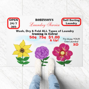 Yellow Purple Pink Florals Laundry Room Humor Doormat