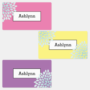 Yellow Purple Pink  Flower Kids' Labels