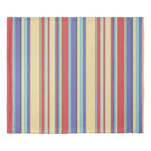 Yellow, Purple, Red and Blue Striped Duvet Cover