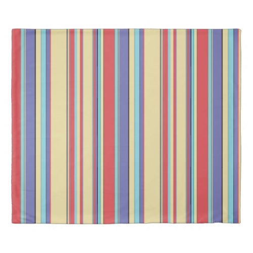 Yellow Purple Red and Blue Striped Duvet Cover