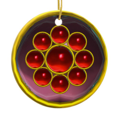 YELLOW PURPLE RED GEMSTONE MON CERAMIC ORNAMENT