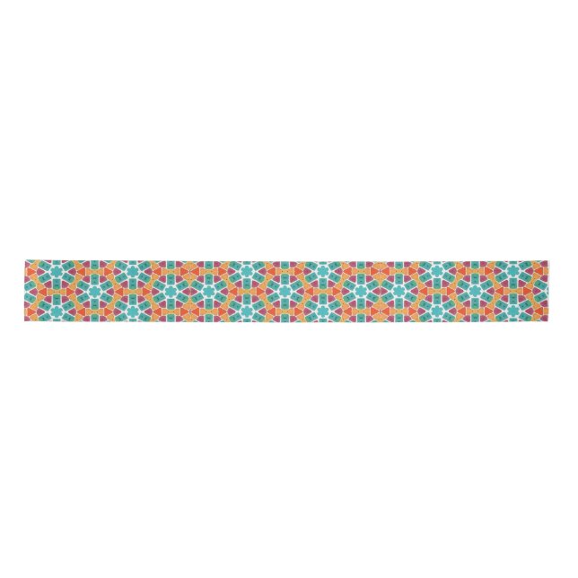 Yellow purple red green satin ribbon (Front)