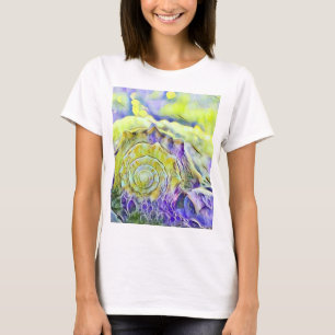 Yellow purple seashell in foaming sea watercolor T-Shirt
