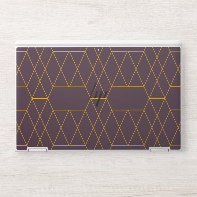Yellow, purple, simple, modern geometric graphic HP laptop skin (Front)