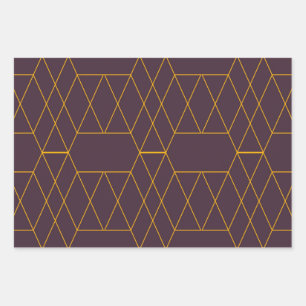 Yellow, purple, simple, modern geometric graphic wrapping paper sheets