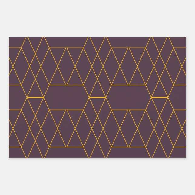 Yellow, purple, simple, modern geometric graphic wrapping paper sheets (Front)