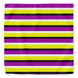 Yellow Purple Stripes Pattern Bandana