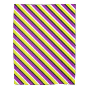 Yellow Purple Stripes Pattern Duvet Cover