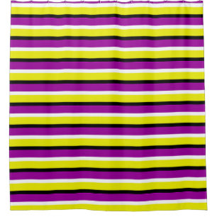 Yellow Purple Stripes Pattern Shower Curtain