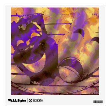 Yellow Purple Theatre Masks Wall Sticker by DonnaGrayson at Zazzle