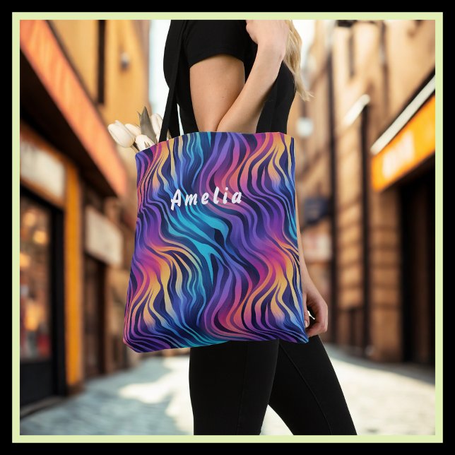 Yellow, Purple, Turquoise, Red, Black Swirly Tote Bag (Creator Uploaded)
