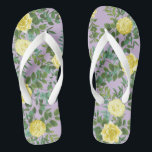 Yellow & Purple Vintage Elegant Spring Wedding Flip Flops<br><div class="desc">Wedding designs with yellow and purple pastel spring florals!  A beautiful vintage elegant design that is great for people that love roses and peonies!</div>