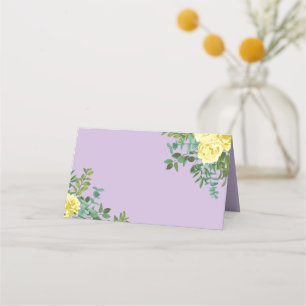 Yellow & Purple Vintage Elegant Spring Wedding Place Card