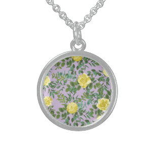 Yellow & Purple Vintage Elegant Spring Wedding Sterling Silver Necklace