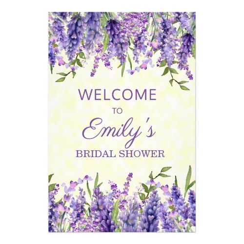 Yellow Purple Watercolor Floral Bridal Shower Photo Print