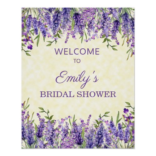Yellow Purple Watercolor Floral Bridal Shower Poster