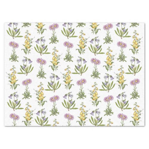 Yellow Purple Wildflower Pattern Vintage Floral Tissue Paper