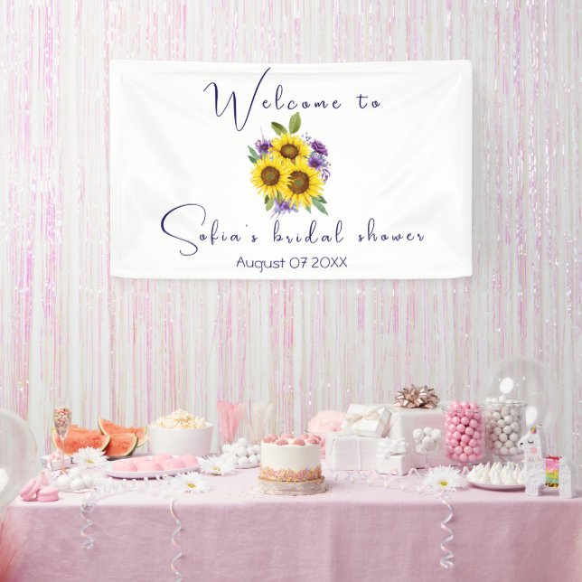 Yellow purple wildflower sunflower watercolor  banner (Party)