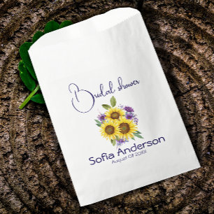 Yellow purple wildflower sunflower watercolor favor bag