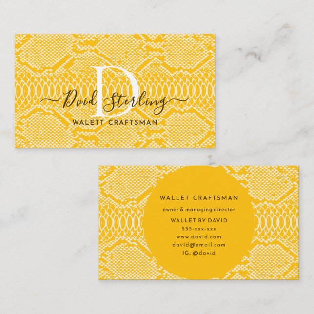 Yellow Python Skin Business Card (Front/Back)