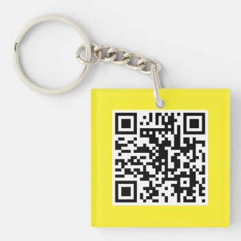 Yellow Qr Code Custom Key Chain by mariannegilliand at Zazzle