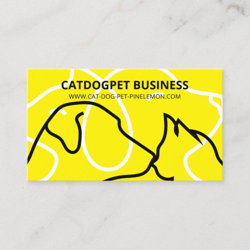 Yellow Qr Code Logo Dogs Cats Pet Business Card