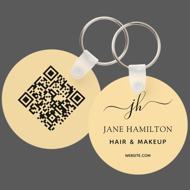 Yellow QR Code Promotional Business Keychain (Creator Uploaded)